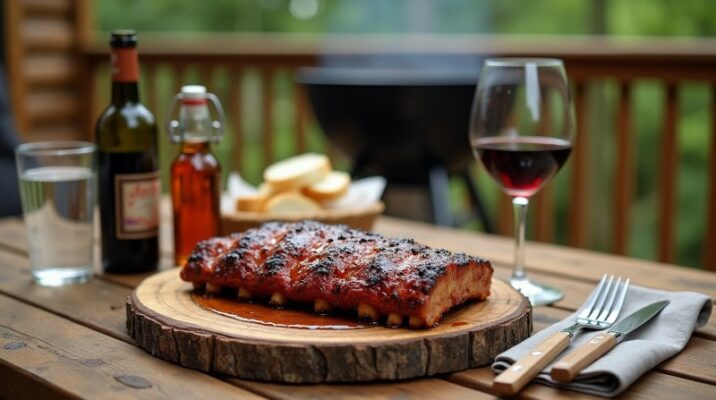 Rezeptidee BBQ und Wein Ahornsirup-glacierte BBQ-Rippchen mit Pinot Noir aus Ontario