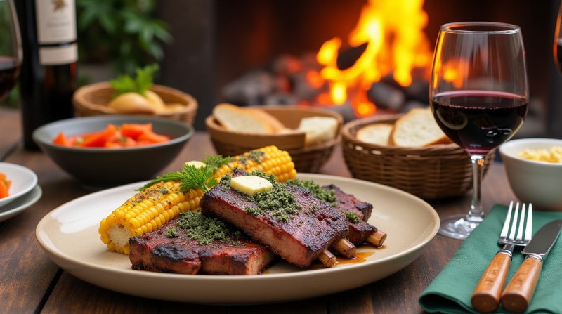Rezeptidee BBQ und Wein Asado-Style Rinderrippen mit Chimichurri und Carmenère