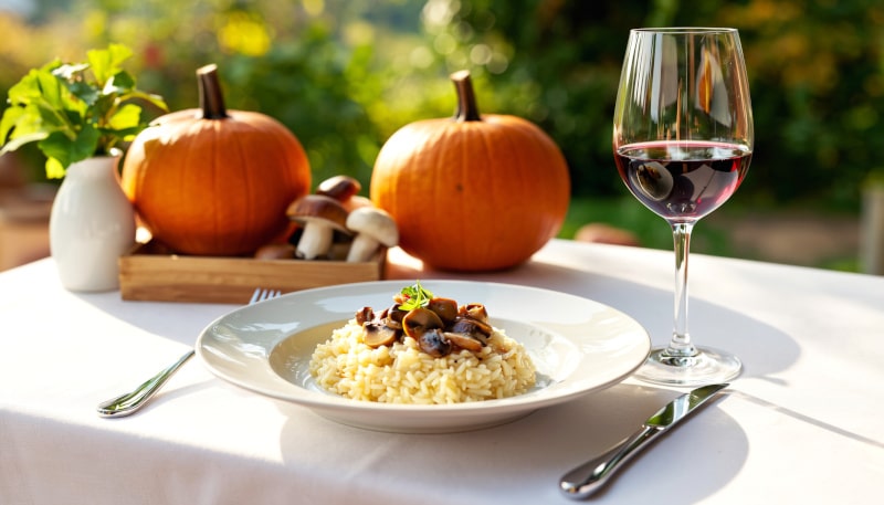 Wein aus Kanada zu cremigem Steinpilz-Risotto bei Cellardoor24