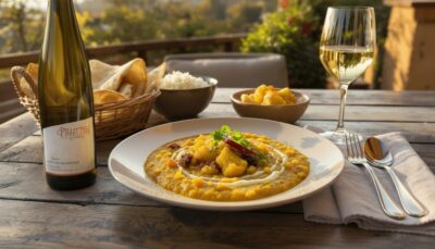 Kürbis-Linsen-Daal mit karamellisiertem Apfel & Wein aus Kanada
