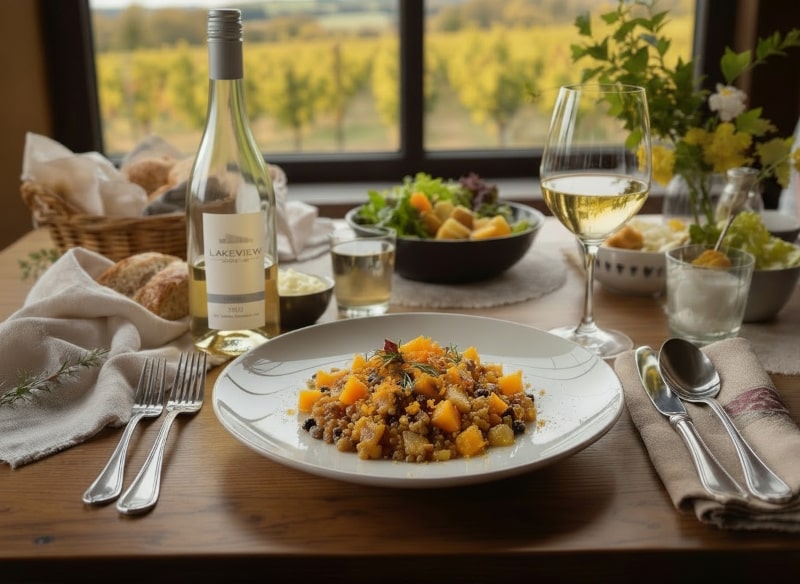 Linsen-Kürbis-Ragout mit Fenchel und Wein aus Kanada