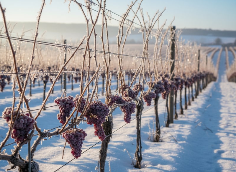 Cabernet Franc ice wine grapes in Niagara, Canada